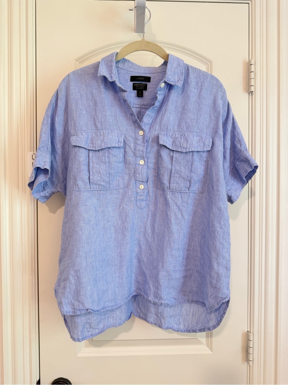 J.Crew Blue Baird McNutt Linen Pocket Shirt 8